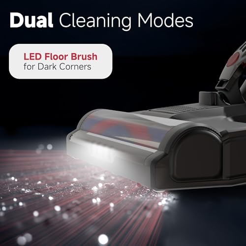 Günter&Hauer Cordless Vacuum Cleaner, 45KPa Stick Vacuum with Powerful Suction, 40Mins Runtime, 4 in 1 Rechargeable Handheld Vacuum Cleaner with Wall Mount Charging,for Home,Carpet,Pet Hair(Black,Red)