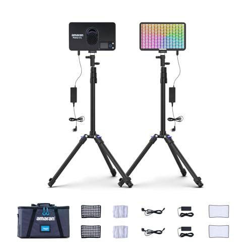 Image of amaran Pano 60c 2-Light Kit Panel Lights,60W RGBWW Full Color LED Video Studio Light,2300~10000K Dimmable Photography Lighting Kit w /Light Stand for Video Recording,Game Streaming (Charcoal)