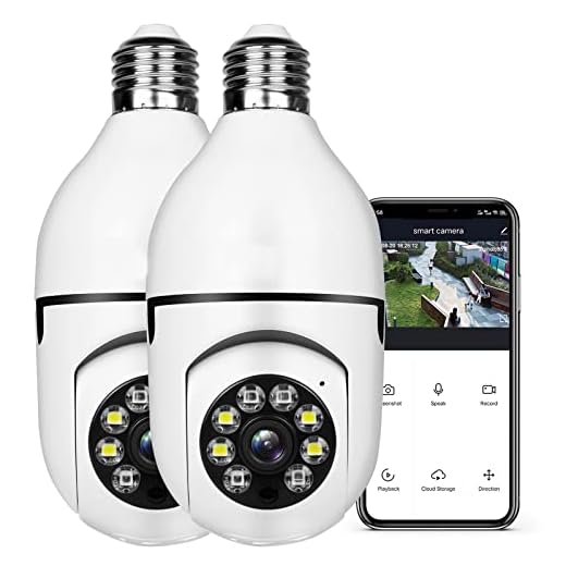 Light Bulb 1080P Security—Wireless Camera WiFi Smart for Home Surveillance Screw into The E27 Light Bulb Socket Spotlight Alarm Color Night Vision Two-Way Talk Motion Alarm PTZ 360 Degree(2packs