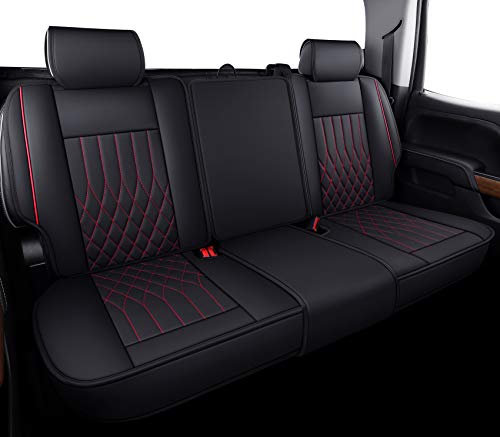 Image of Aierxuan Chevy Silverado GMC Sierra 1500 Seat Covers Full Set (Black-Red)