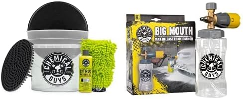 Chemical Guys HOL133 & EQP_310 Ultimate Scratch-Free Detailing Bucket Car Wash Kit with Max Foam 8 Foam Cannon (Works with Pressure Washer), 6 Piece Kit