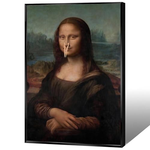 Funny Mona Lisa Bathroom Canvas Wall Art Humorous Mona Lisa