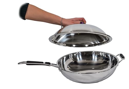 Wok avec couvercle Casselin 36cm CW36 gris diffusion de chaleur