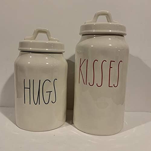 Rae Dunn"HUGS & KISSES" Canister Set of 2 ceramic