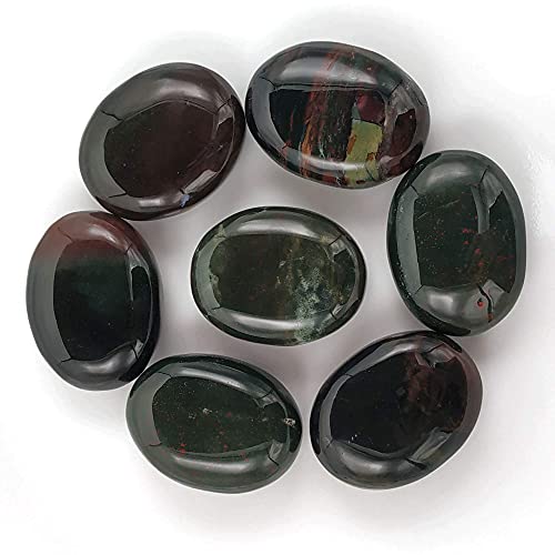 Image of Amazing Gemstone Bloodstone Crystals and Healing Stones - Large Palm Stone Crystals Piedra - Crystal for Good Luck, Balanced Positive Energy, Meditation - Unique Stocking Stuffers and Gifts for Women