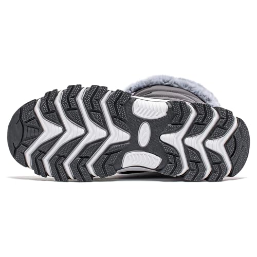CLYCTIP Warm Gefüttert Winterschuhe Damen Schneestiefel Wasserdicht Outdoor Trekking Wanderschuhe Gr. 37-42 (Grau, Erwachsene, Damen, 40, Numerisch, EU Schuhgrößensystem, M)