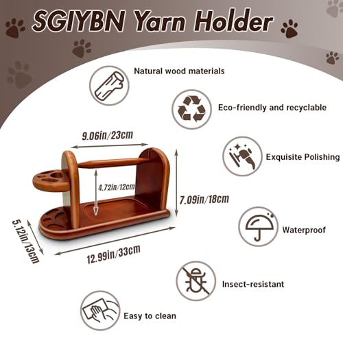 Image of Yarn Holder Spinner for Crocheting Rotating,Wooden Yarn Rack Stand with Slots,Crochet Yarn Holder Stand for Knitting,Yarn Holder Dispenser for Crocheting,Gift for Knitting Lovers(Light Brown)
