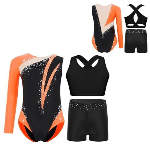 Tenue de gym et yoga 15-16 ans costume de sport orange pour fille en pièces