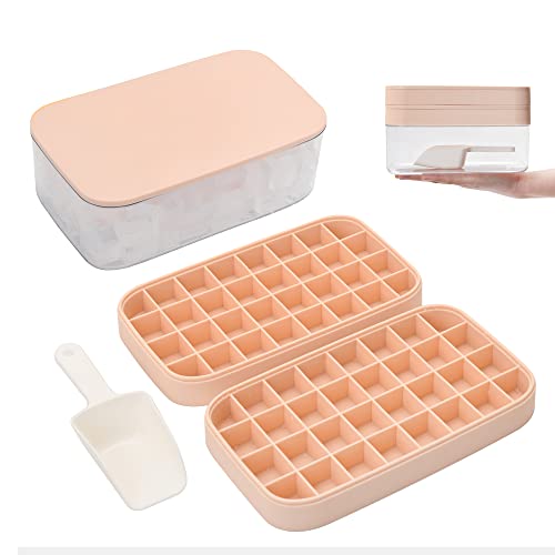 Updated Silicone Ice Cube Trays With Lid And Storage Bin, Easy-Release 2 * 32 Small Nugget Ice Tray With Spill-Proof Cover&Bucket,Ice Molds Maker For Cocktails & Whisky, Container, Scoop, Bpa Free #TOP6