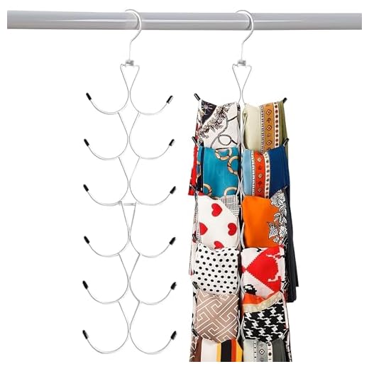 1 Pcs Porte-écharpe à 12 Compartiments, Cintre Foulard, avec Crochet Rotatif à 360 °, pour Foulards,Châle,Ceinture,Cravate (Blanc)