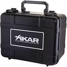 Xikar Cigar Travel Humidor Case Crushproof Airtight Waterproof Cigar Case with Magnetic Humidifier, ABS Plastic Shell, Locking Clasp, Pressure Valve, Protective Foam, Holds 60 Cigars Black