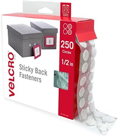 VELCRO Brand Dots with Adhesive | 250pk, White | Small 1/2 Inch Circles | Sticky Back Round Dots for Secure Mounting in Office, School or Home (VEL-30867-AMS)