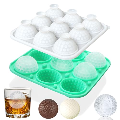 Golf Ball Ice Ball Mold with Lid,1Pack 9-Cavities Silicone 3D Golf Ball Ice Cube Mold,2”Sphere Round Ice Cube Tray for Whiskey,Bourbon,Cocktails,Chilling Drink by Zorazio - Used condition - CA$14.57