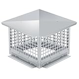 GarveeTech Chimney Cap 13x13 in - Heavy-Duty 304 Stainless Steel Mesh Cover, Easy Bottom Installation, Weatherproof & Spark Arrestor for Outside Clay Flue Tile (Fits 11 in-13 in Adjustable), Silver