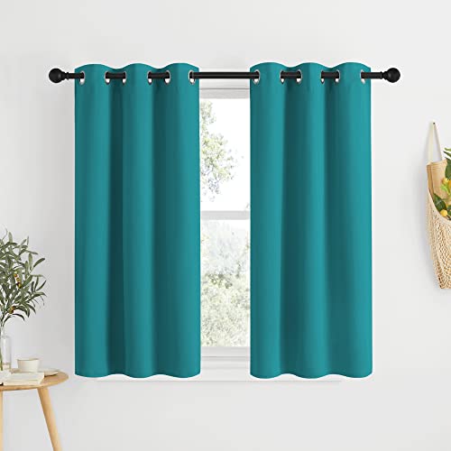 NICETOWN ROM Darkening Curtains 48 inch Length 2 Panels, Thermal Insulated Grommet Blackout Curtains for Modern Casual Elegant Bedroom Kids Room Theme