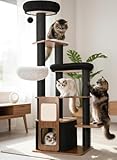 Purrlato 63' Modern Cat Tree Tower for Indoor Cats, Heavy Duty Cat Trees for Large Cat, Adult Maine Coon Cat Tree Tower with Scratching Post, Extra Large Top Perch, Cat Condos, Jet Black