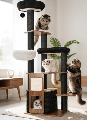 Purrlato 63" Modern Cat Tree Tower for Indoor Cats, Heavy