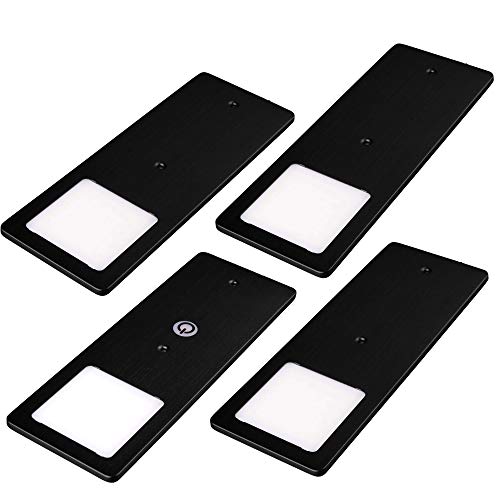 kalb | Lot de 4 spots LED encastrables noir - 5 W - Très plat - Avec fonction variateur tactile - blanc neutre
