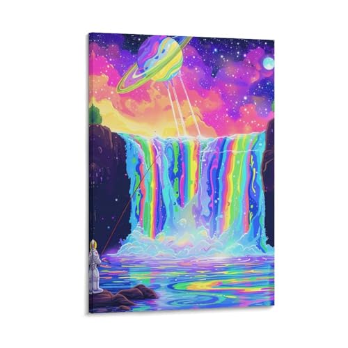 Peinture sur toile cascade pour habiller un grand mur de salon