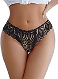 Avidlove Sexy Panties for Women Lace Thongs Criss Cross Back Underwear Low Rise Thong Bkinis Black L