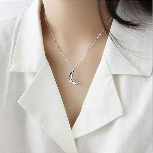 Dtja Boho Moon Necklace for Women Girls Sterling Silver Simple Delicate Crescent Half Moon Phase Karma Choker Pendant Necklace Adjustable Chain Handmade Hammered Jewelry2