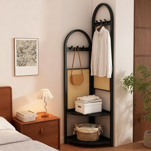 LVSEWOA Estante esquinero, Perchero con 8 Ganchos y Esquinas Redondeadas, Ideal para Espacios reducidos. Organizador de Esquina para Sala de Estar.