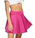 EXCHIC Women's Stretchy Waist Pleated Mini Skater Skirt Casual Flared Outfit Skirts for Women (Rose, X-Large)