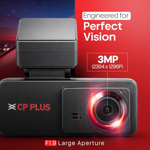 Image of CP PLUS Dash Cam for Car CP-F34 | 2K 3MP Full HD+ Front Dashcam with Built-in GPS | 137 Wide View Angle | Built-in Microphone | (AP Mode) WiFi | G-Sensor | WDR Night Vision | Supports 1TB SD Card