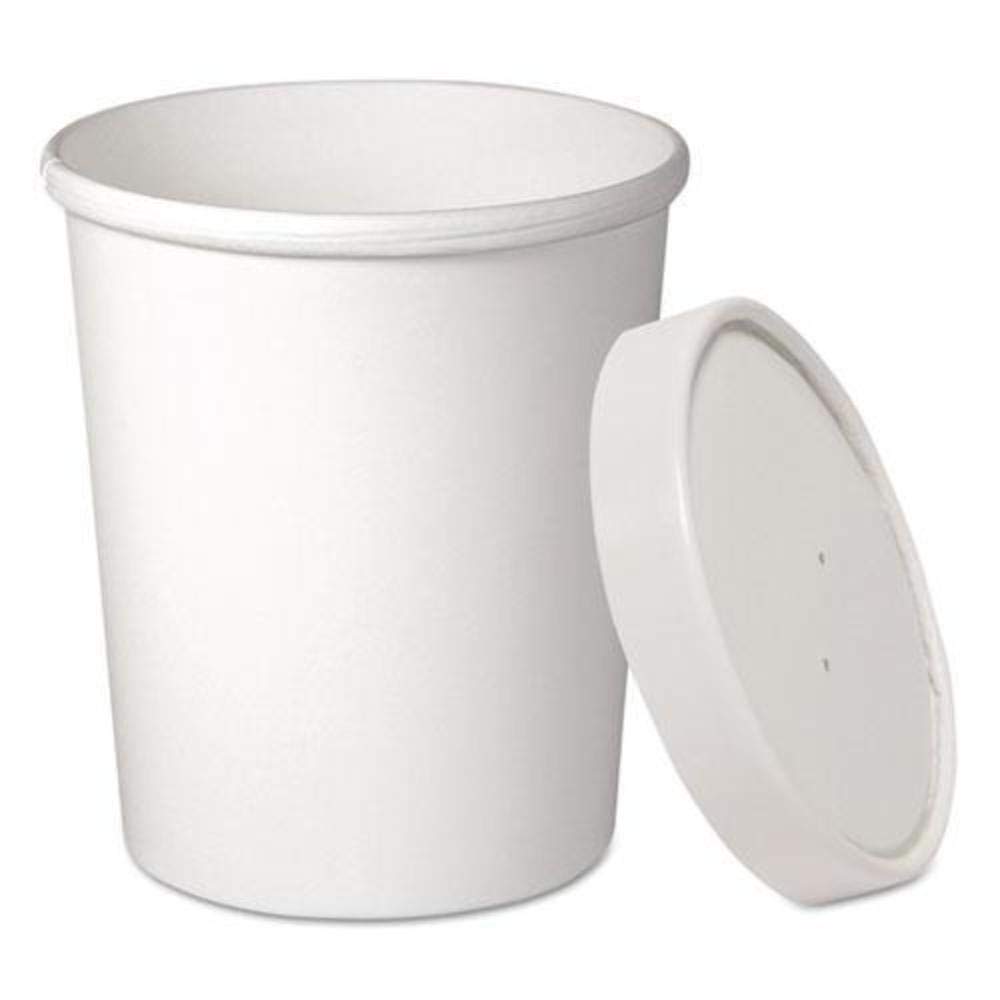Solo KHB32A-2050 32 oz White Paper Food Container And Lid (Case of 250 Containers w/Lids)