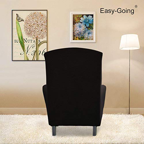 Image of Easy-Going Stretch Wingback Chair Sofa Slipcover Black