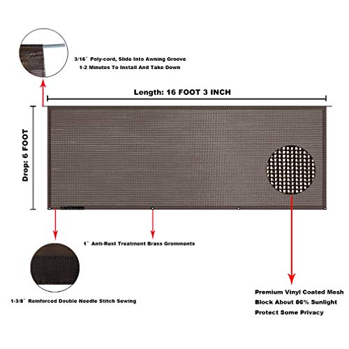 Image of RV Awning Mesh Sun Shade Screen for Motorhome Camper Trailer Sunshade