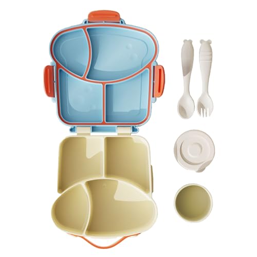 CGACCSD Para Niños | Caja Organizadora De Alimentos Con 4 Compartimentos,Contenedores De Almacenamiento De Alimentos Con Asa,Para Escuela Trabajo Fiesta Picnic Camping Senderismo Escalada Viaje