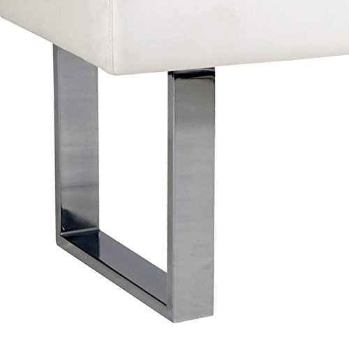 Armen Living Amanda Bench In White And Chrome Finish 48"X18"X19" #TOP2