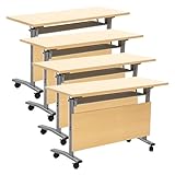 Mesa de conferencias plegable portátil con ruedas giratorias, escritorio de reuniones plegable para oficina y estudio, parte superior ajustable para trabajo y colaboración