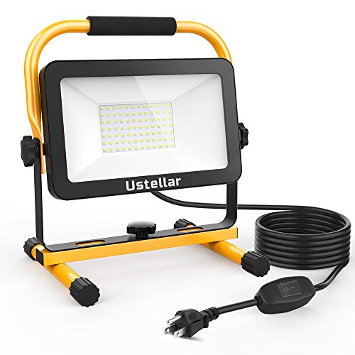 Ustellar 5500LM 55W LED Work Light (400W Equivalent), 2 Brightness Levels, Waterproof Portable