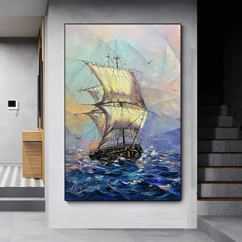 Coucher de soleil sur la mer toile abstraite sans cadre