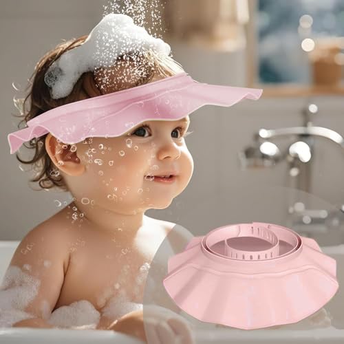 Bonnet de douche rose bébé pour éviter shampooing dans les yeux