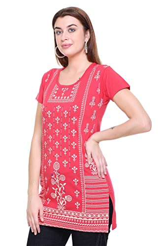 Image of In Love Women's Printed Cotton Plus Size Longline T-Shirt Half Sleeve with Pockets Pack of 2