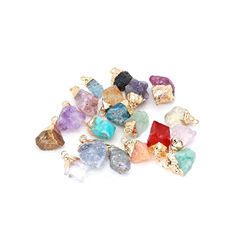 LE SKY 12 Pcs Natural Stone Pendants Irregular Shape Small Raw Chakra Healing Crystal Agate Stone for Jewelry Making Necklace Decoration