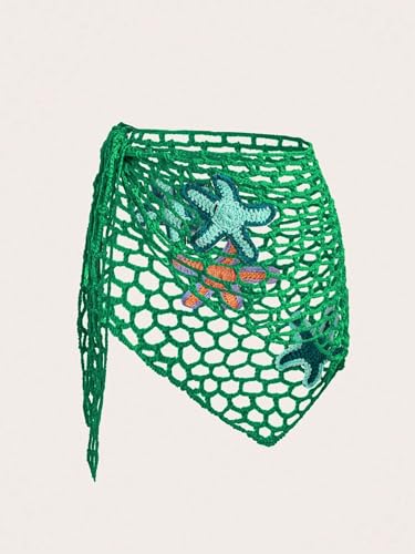 Image of ZAFUL Sarong Coverups for Women Beach Vacation Fishnet See Thru Tie Side Bathing Suit Cover Up Mini Skirt
