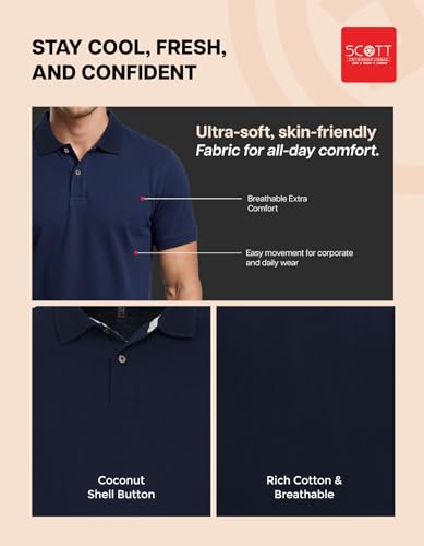 Image of Scott International Cotton Polo T Shirt | Collar Tshirts | Half Sleeves Plain T Shirt | T-Shirt |Tshirt for Men Stylish | Men's Tshirt