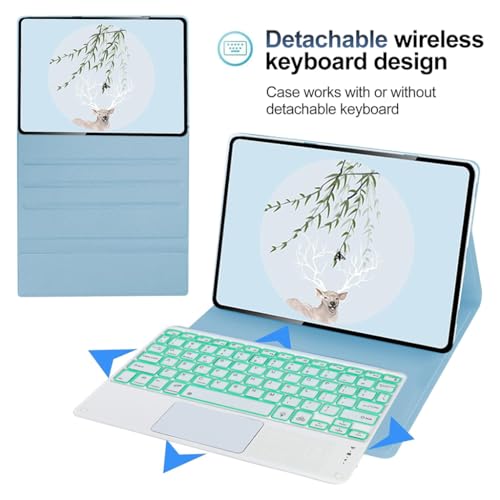 Image of Keyboard Case for Lenovo Tab M10 Plus 3rd Gen 10.61 inch (TB125FU, TB128FU, TB128XU) Folio Cover Trackpad, 7 Color Backlit, Magnetically Detachable Keyboard, Pencil Holder, Auto Sleep Mode