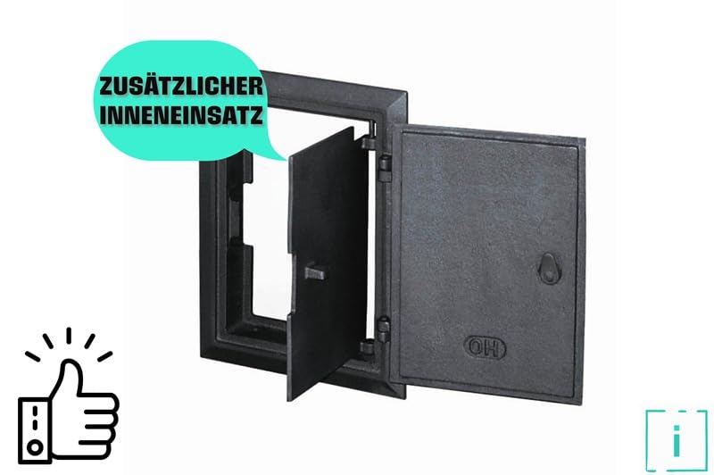 Porta di ispezione 285 x 210 mm, porta del forno in ghisa, affumicatoio