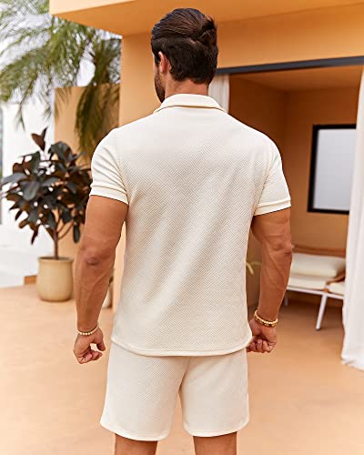 Beotyshow Mens Polo Shirt and Shorts Sets Outfits 2 Piece Fashion Summer Tracksuits Casual Short Sleeve Set3