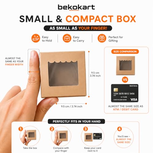 Image of Kraft 1Brownie Packaging Box (Pack of 25) 3x3x2 Inches | Single Browines packing, Bakery Packaging Box for Donut, Cookies, MINI Candle & Small Gifts | Ideal for Home Bakers |