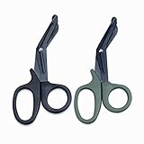 EFORCAR Medical Shears, Trauma Bandage Scissors,EMT Paramedics Nurses First aid Sharp Stainless Steel Saw Tooth Black Green Scissors,(2 Pack)