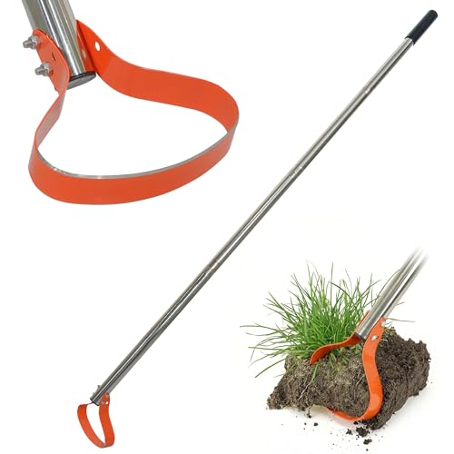 CKLT 63-Inch Weed Remover Tool - Hoe for Weeds with 15 Sharp Spring Steel Blade & Anti-Loosening Nut Adjustable Long Handle Weeder for Flower Beds Yard and Farm Weeding