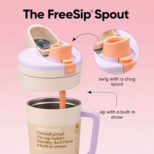 Image of HomeCloud 1200ML Stainless Steel Tumbler with Handle, Lid & Straw - Large Insulated Travel Mug Water Cup for Gym, Office, Travel & Outdoor Use (Beige H)