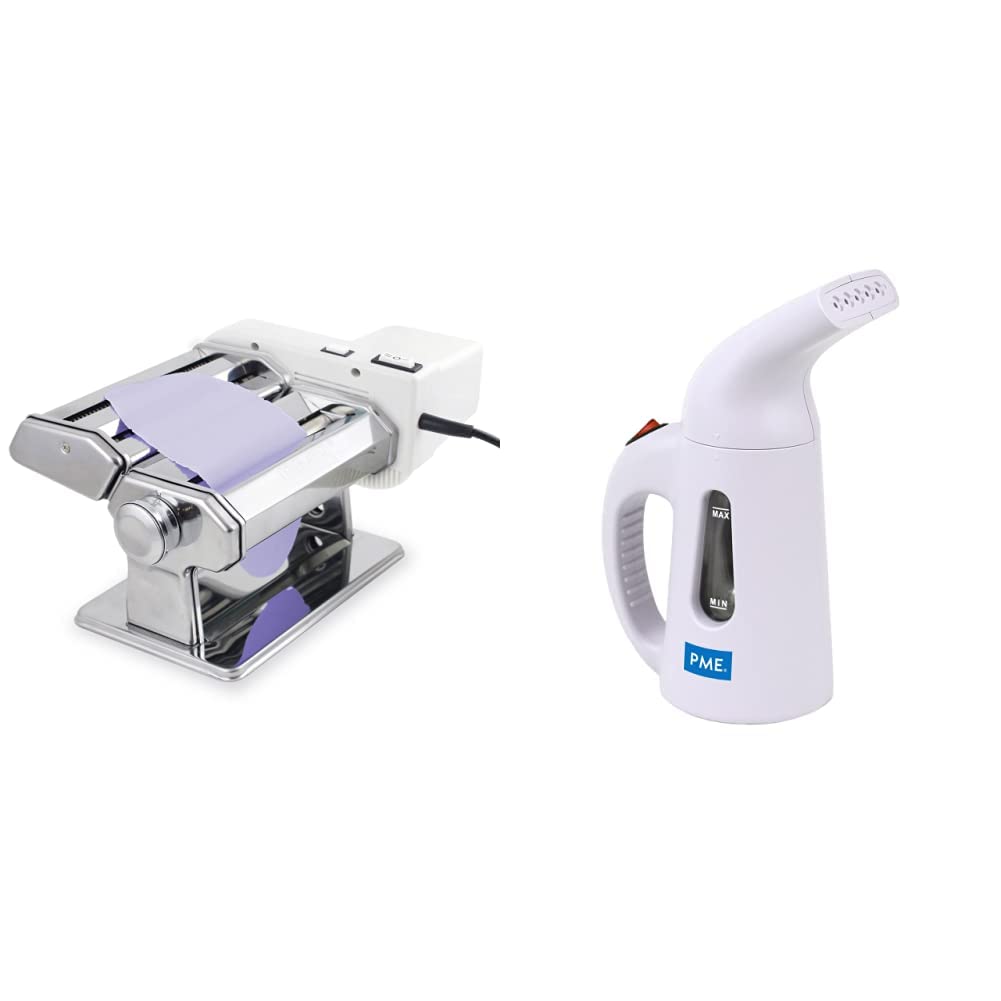 PME - Rouleau et Coupoir pour Pâte à Sucre Électrique pour Décoration de Gâteaux Blanc (Prise Britannique) ESR503 & Humidificateur pour Gâteaux, pour Pâtisserie et Décoration blanc