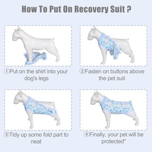 Image of FEimaX Dog Surgery Recovery Suit Female and Male Spay with Pee Hole, Pet Body Suits for Puppy After Spayed, Neuter Surgical Onesie for Small and Medium Dogs Cats, Alternative Bandages E-Collar & Cone